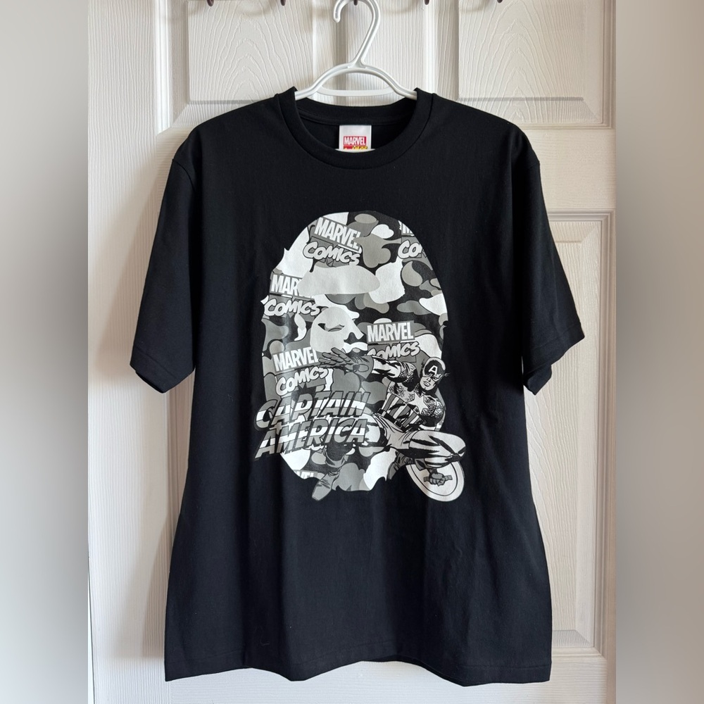 Bape x Marvel Camo Captain America Ex Tee